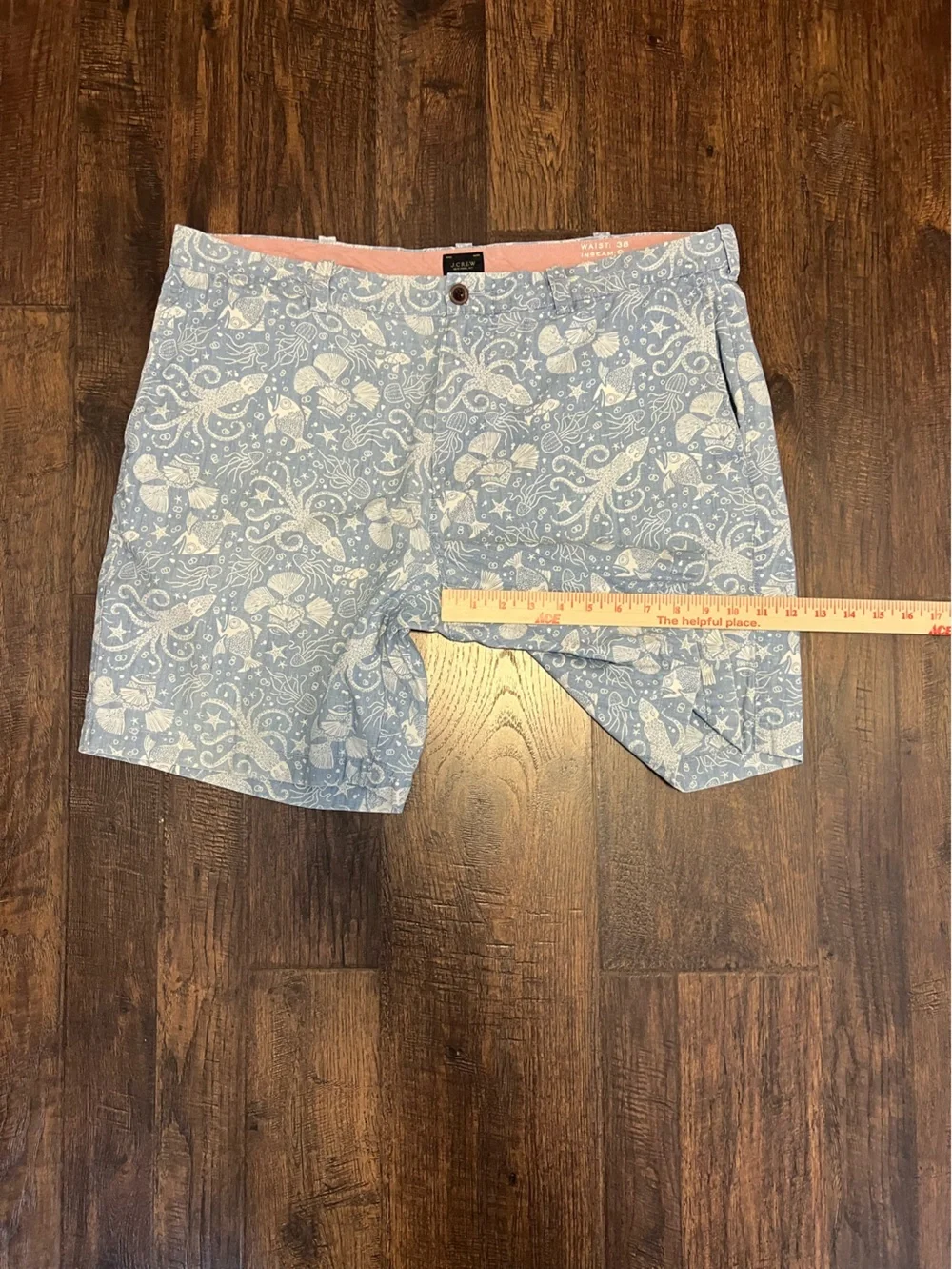 J. Crew Men’s Sea Creature Print Cotton Shorts Size 38 Color Blue/White
